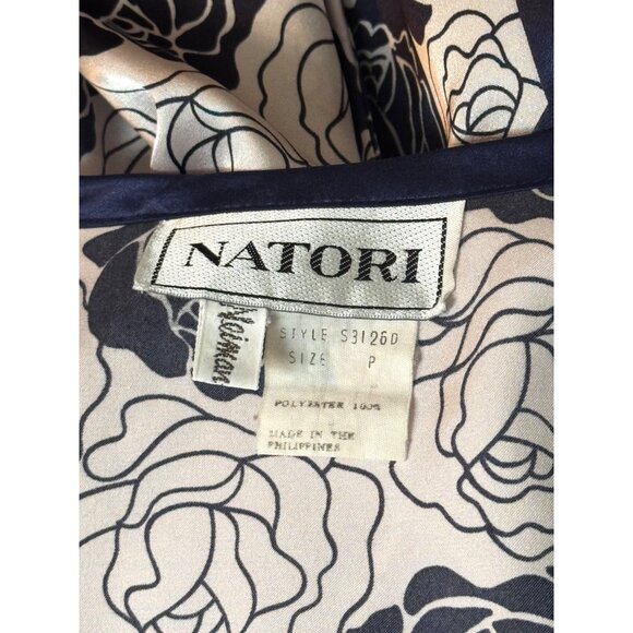 Natori Floral Print Long Sleeve Silky Multicolored Pocketed Robe With Belt - Picture 5 of 16